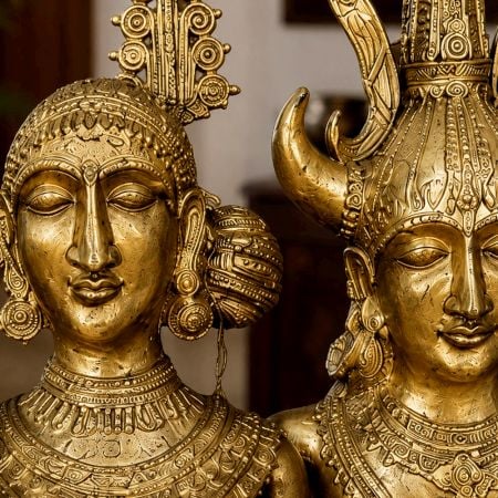 Handcrafted Brass Dhokra Monumental Musician Couple Sculpture